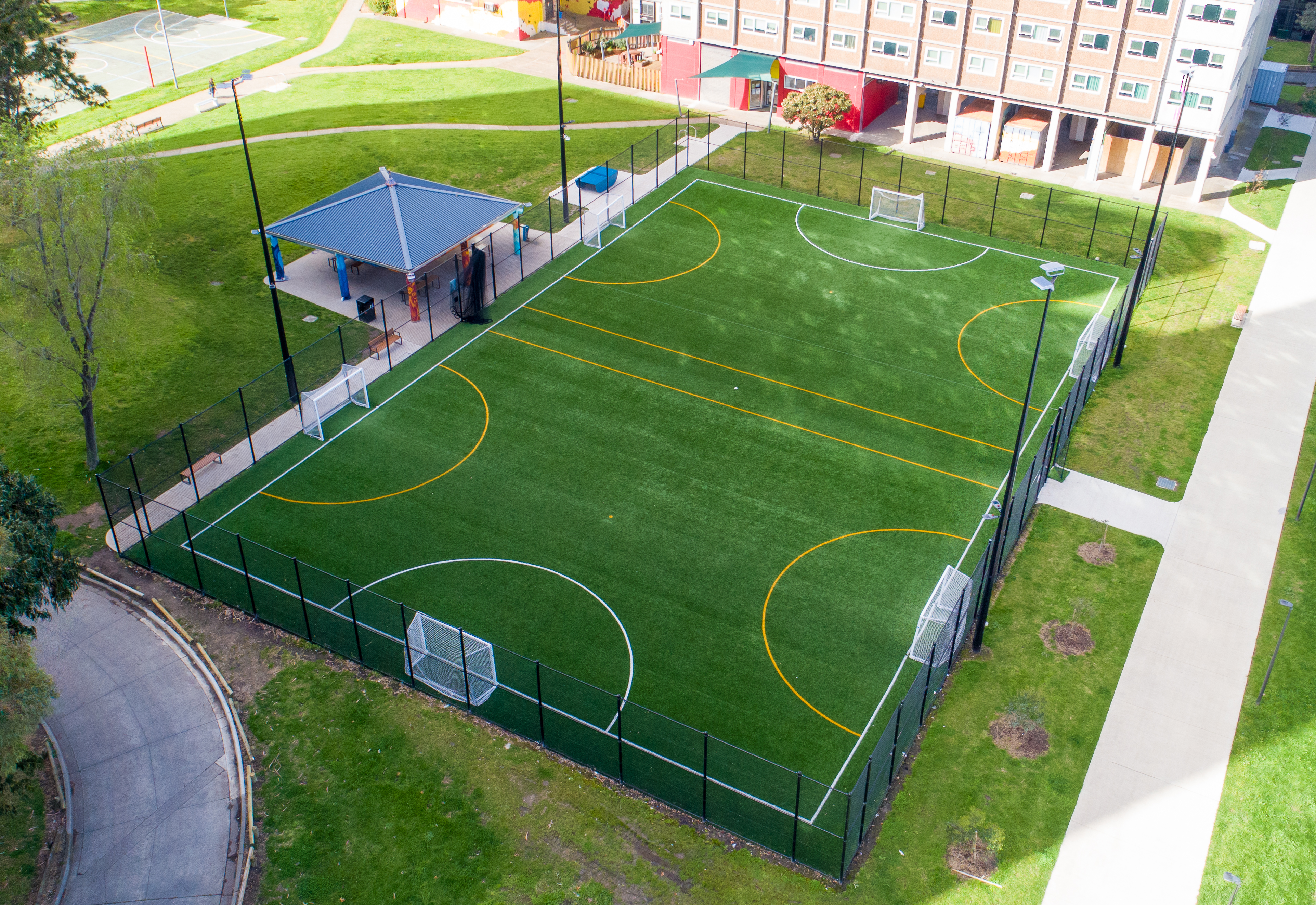 An aerial view of the new futsal pitch at North Richmond