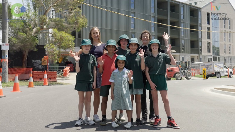 image of Kate with Elsternwick Primary School, located just across the canal from the new homes.