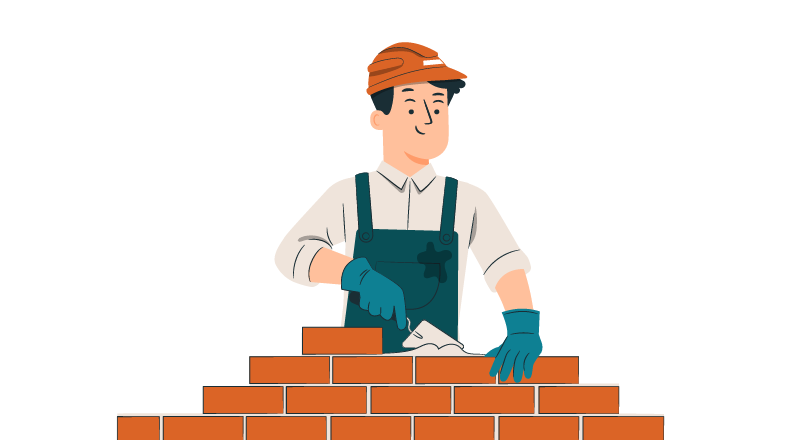 Render of a man doing site preparation and construction