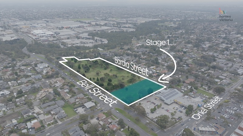 Ariel view of Bell-Bardia, Heidelberg West – Stage 1 redevelopment site