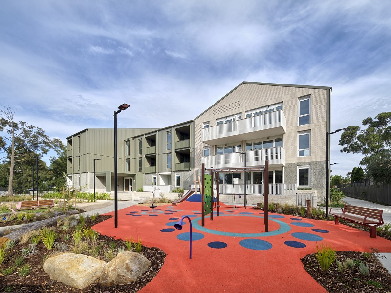 Image of outdoor space with lots of equipment for kids to play