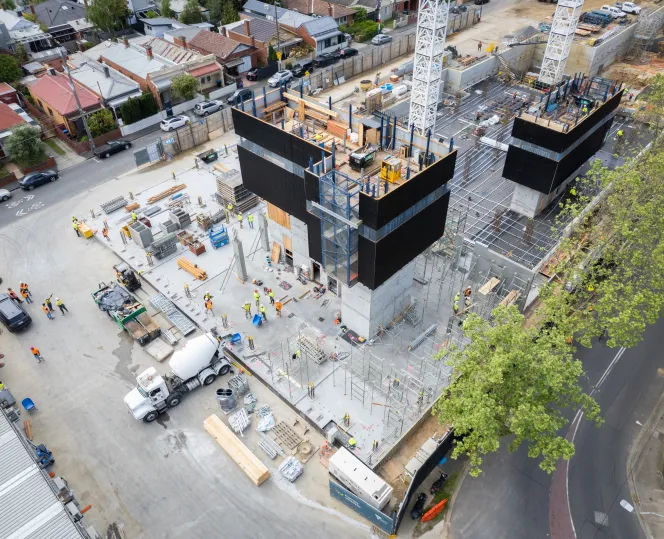 Aerial image of a construction site