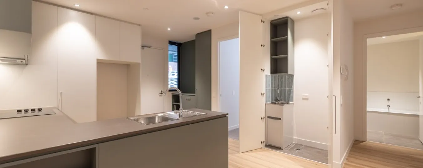 Image of modern kitchen with laundry attached